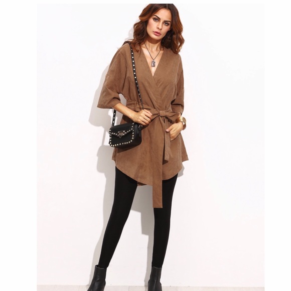 SHEIN Tops - Tie Waist Pocket Half Sleeve Kimono